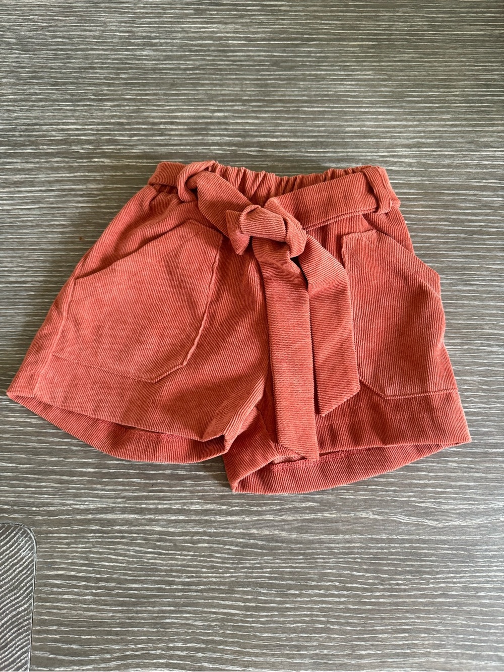 Like new size 6/7 Rust Corduroy Paperbag Waist Shorts with Tie